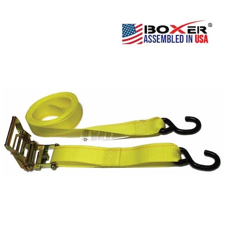 Boxer Tools 2 Inch Ratchet Strap w/ S Hook 3,000lbs 16 feet 66163
